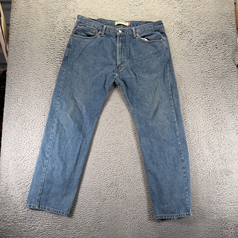 Levi's 505 Jeans Mens 38x30 Blue Cotton Denim Straight Leg Travel Faded Workwear